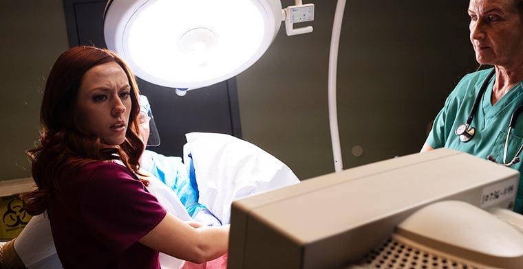 Scene during medical abortion procedure from movie